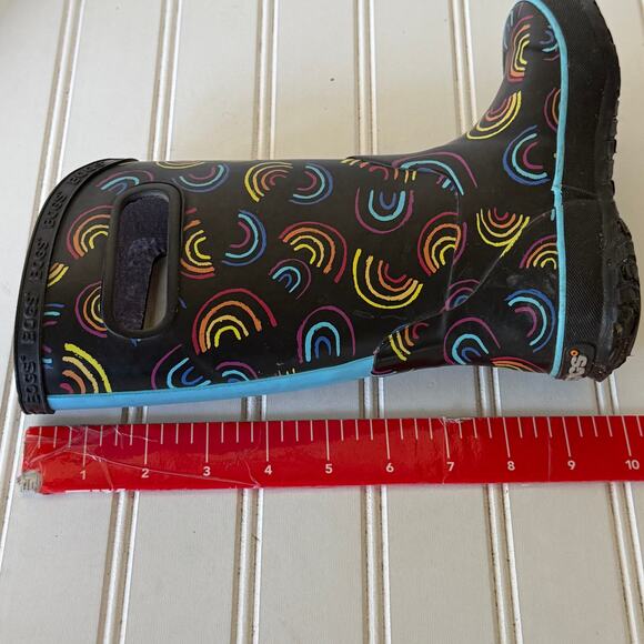 Bogs Kids size 10 Black Rainbow Rain Boots - Picture 7 of 9